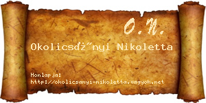 Okolicsányi Nikoletta névjegykártya